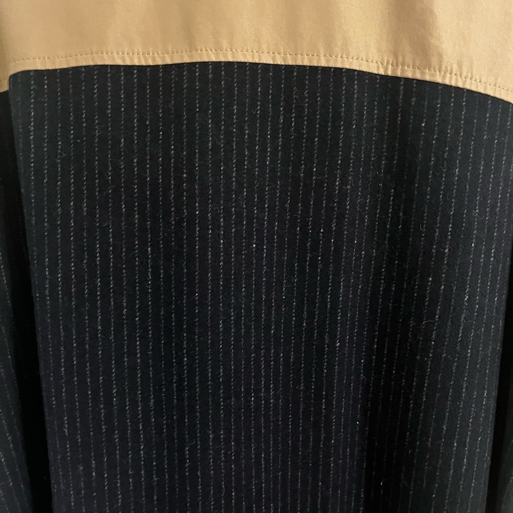 Zara Mixed Media Tan/Navy 2 Tone Trenchcoat Size Large - Picture 3 of 9